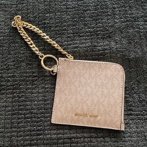 Michael Kors Rose Gold Card Holder with Gold Chain